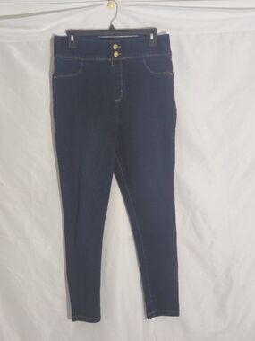 High-Rise Navy Women’s Skinny Jeans with Double Button Jeggings